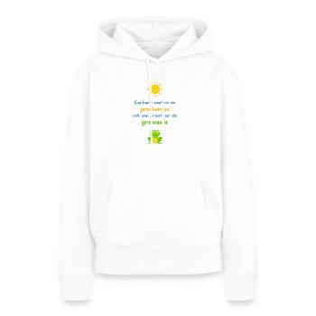 Matins printemps fraicheur grenouille soleil - Sweat à capuche Premium bio Femme - blanc - Devant - Julia (174cm)