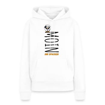 Moin ihr Spacken mit Pinguin - Frauen Premium Bio Hoodie - Weiß - Vorne - Julia (174cm)