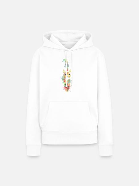Bunte Aquarellkatze - Frauen Premium Bio Hoodie - Weiß