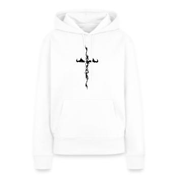 croix gothique - Sweat à capuche Premium bio Femme - blanc - Devant - Julia (174cm)