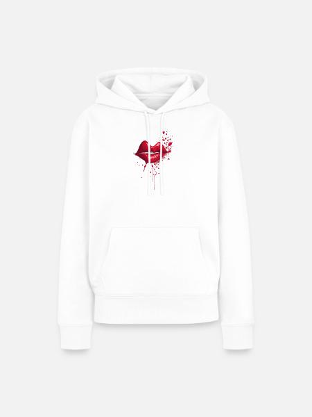 Kussrote Lippen Splash - Frauen Premium Bio Hoodie - Weiß