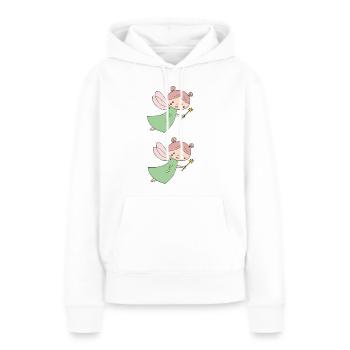 Frais doubles - Sweat à capuche Premium bio Femme - blanc - Devant - Julia (174cm)