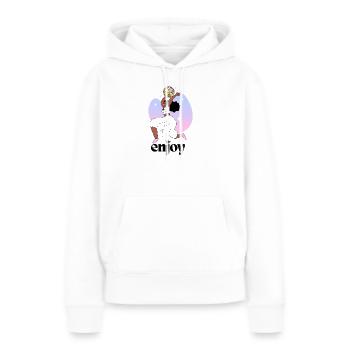 Fille dansante avec illustration de boule disco - Sweat à capuche Premium bio Femme - blanc - Devant - Julia (174cm)