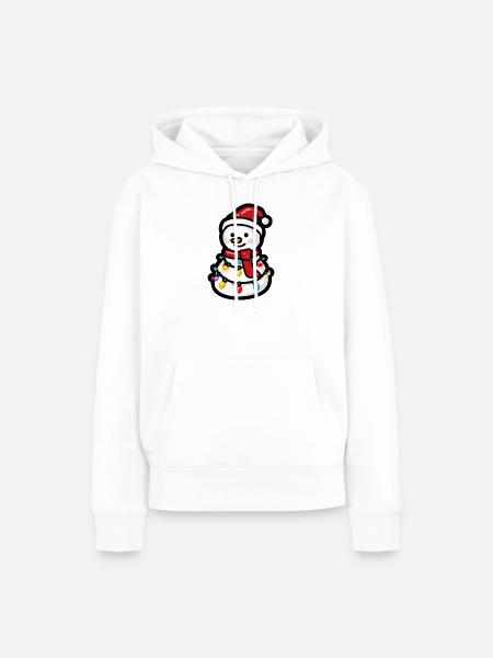 Schneemann mit Lichterkette und Schal - Frauen Premium Bio Hoodie - Weiß