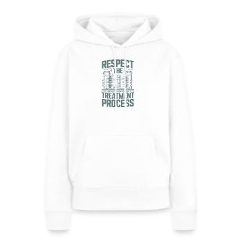 Respect du processus de traitement Traitement de l’eau - Sweat à capuche Premium bio Femme - blanc - Devant - Julia (174cm)