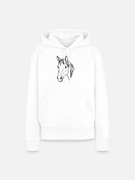 Pferdekopf - Frauen Premium Bio Hoodie - Weiß