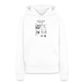 Vintage Coffeeshop Patent-Bauplan - Frauen Premium Bio Hoodie - Weiß - Vorne - Julia (174cm)