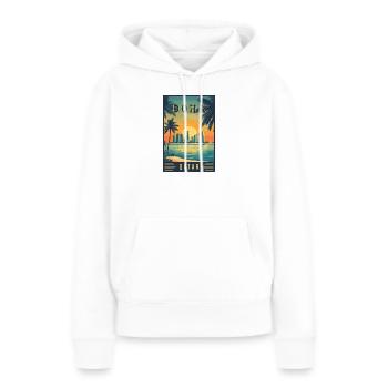 Découvrez la silhouette de la ville désertique de Doha au Qatar - Sweat à capuche Premium bio Femme - blanc - Devant - Julia (174cm)