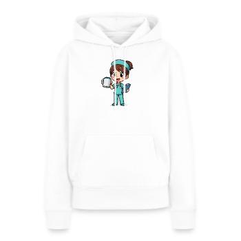 T-shirt infirmière kawaii humour café soignante ca - Sweat à capuche Premium bio Femme - blanc - Devant - Julia (174cm)