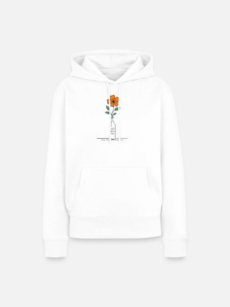 Blume orange in Weinflasche - Frauen Premium Bio Hoodie - Weiß
