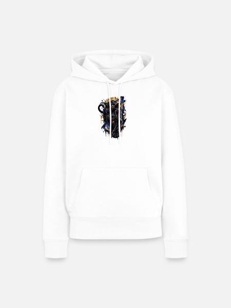 Panthère noire or et bleu - Frauen Premium Bio Hoodie - Weiß