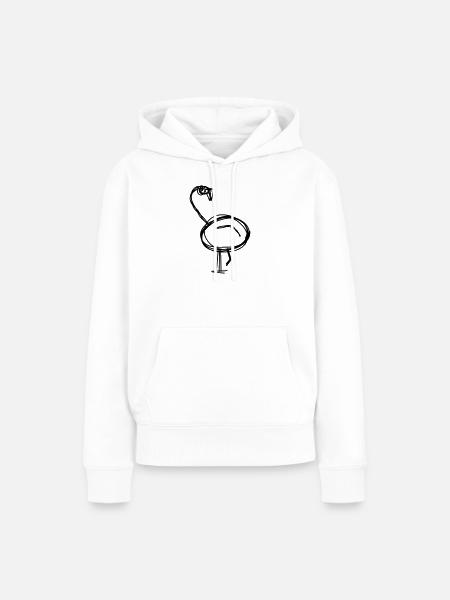 Flamingo handgezeichnet - Frauen Premium Bio Hoodie - Weiß
