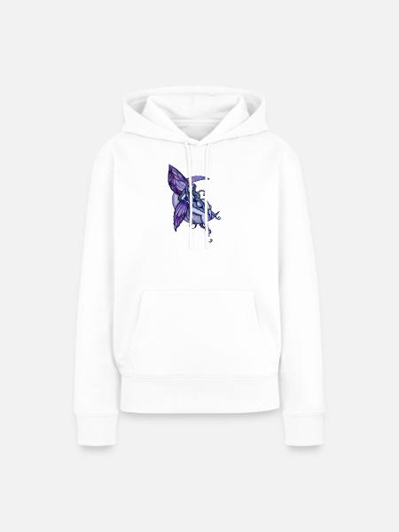 Mondbeschienene Fee auf dem Halbmond - Frauen Premium Bio Hoodie - Weiß