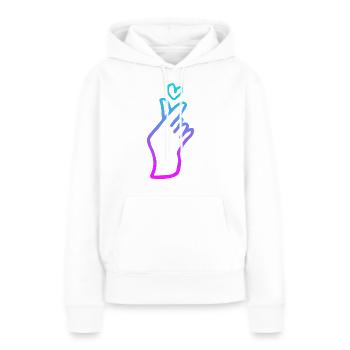 Kpop Signe de la main Coeur - Sweat à capuche Premium bio Femme - blanc - Devant - Julia (174cm)