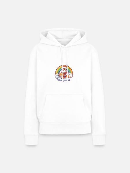 Fuchs Weihnachtsmann Regenbogen - Frauen Premium Bio Hoodie - Weiß