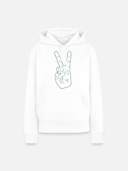 Peace Hand - Frauen Premium Bio Hoodie - Weiß
