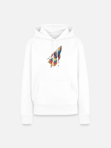 Farbenrakete mit Feuerfarben - Frauen Premium Bio Hoodie - Weiß