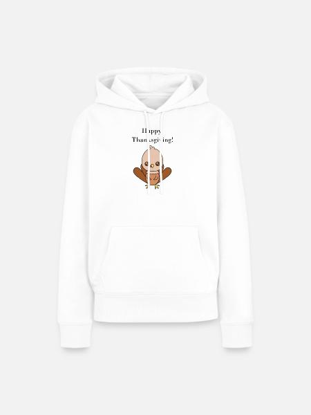 Niedliche Truthahn-Illustration für Thanksgiving - Frauen Premium Bio Hoodie - Weiß