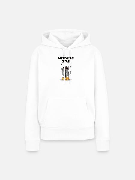 Karaoke Katze - Frauen Premium Bio Hoodie - Weiß