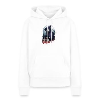 halloween je t’ai jeté un sort - Sweat à capuche Premium bio Femme - blanc - Devant - Julia (174cm)