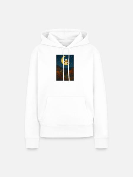 Halloween niedlicher Geist Mond - Frauen Premium Bio Hoodie - Weiß