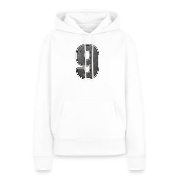 Rostiges Neun im Metall-Look - Frauen Premium Bio Hoodie - Weiß - Vorne - Julia (174cm)