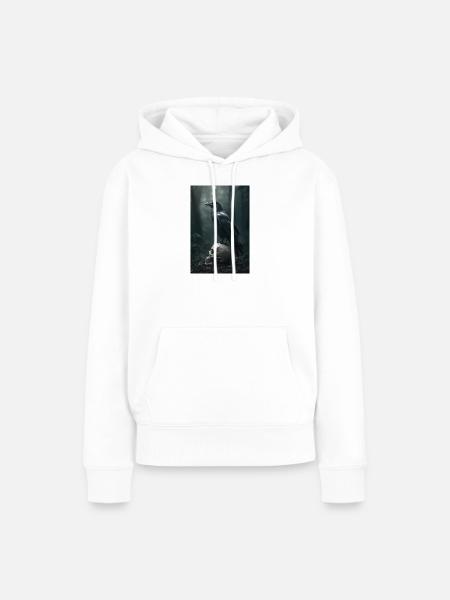 Dunkler Rabe auf Schädel - Frauen Premium Bio Hoodie - Weiß