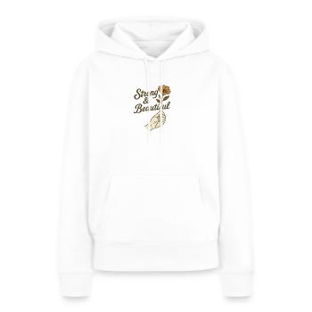 Strong & Beautiful - Motif floral d’autonomisation - Sweat à capuche Premium bio Femme - blanc - Devant - Julia (174cm)