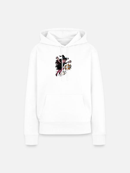 Hexenheldin im Sprung Boo - Frauen Premium Bio Hoodie - Weiß