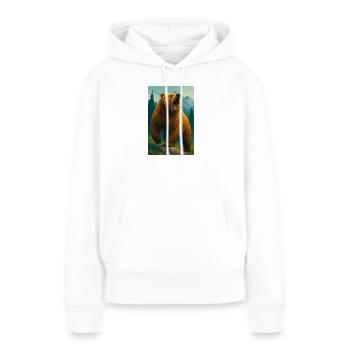 Polynature Grizzly - Frauen Premium Bio Hoodie - Weiß - Vorne - Julia (174cm)