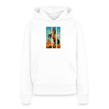 Polynature Wildpferd - Frauen Premium Bio Hoodie - Weiß - Vorne - Julia (174cm)