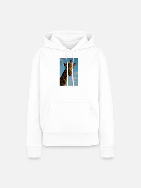 Giraffenporträt am blauen Himmel - Frauen Premium Bio Hoodie - Weiß