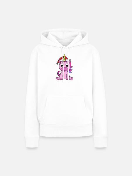 Weihnachtshut Festliches Einhorn - Frauen Premium Bio Hoodie - Weiß