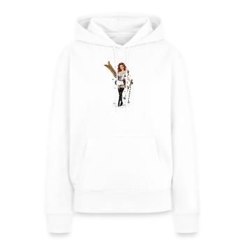 pin-up de ski en dirndl - Sweat à capuche Premium bio Femme - blanc - Devant - Julia (174cm)