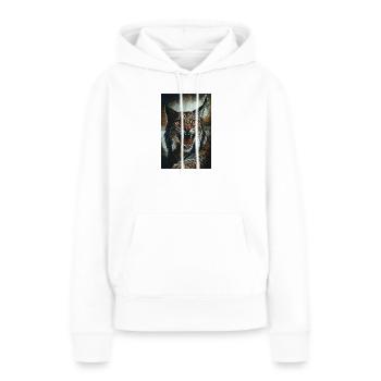 Wildkatze im Zorn - Frauen Premium Bio Hoodie - Weiß - Vorne - Julia (174cm)
