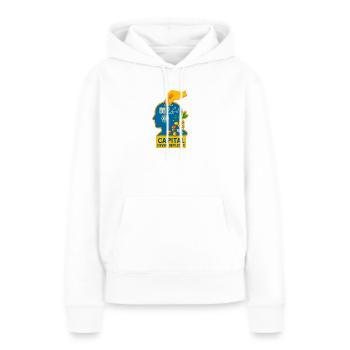 Kapital entfacht Wissen - Frauen Premium Bio Hoodie - Weiß - Vorne - Julia (174cm)