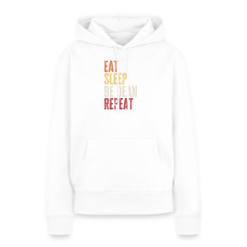 Mange, dors Be Dean, Répète le nom rétro - Sweat à capuche Premium bio Femme - blanc - Devant - Julia (174cm)