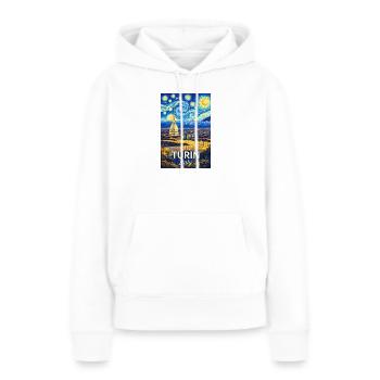 Turin, Italie. - Sweat à capuche Premium bio Femme - blanc - Devant - Julia (174cm)