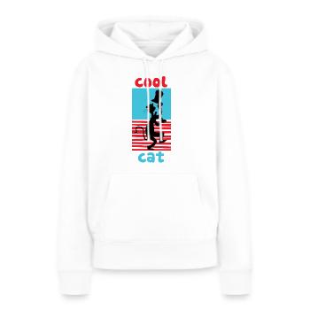 Le Chat Chapeauté Design Chat Cool Bleu-Rouge - Sweat à capuche Premium bio Femme - blanc - Devant - Julia (174cm)