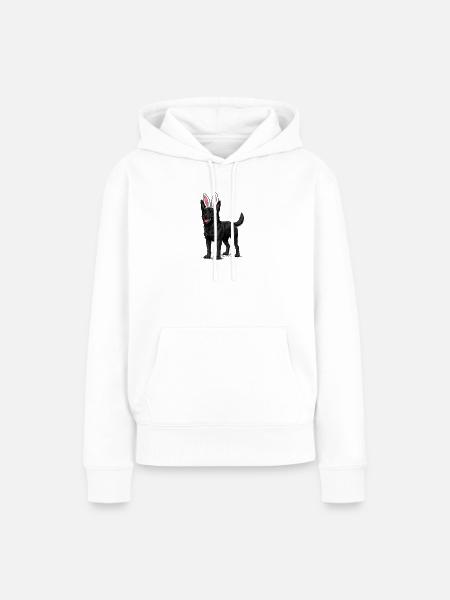 Dunkler Hund mit Hasenohren - Frauen Premium Bio Hoodie - Weiß