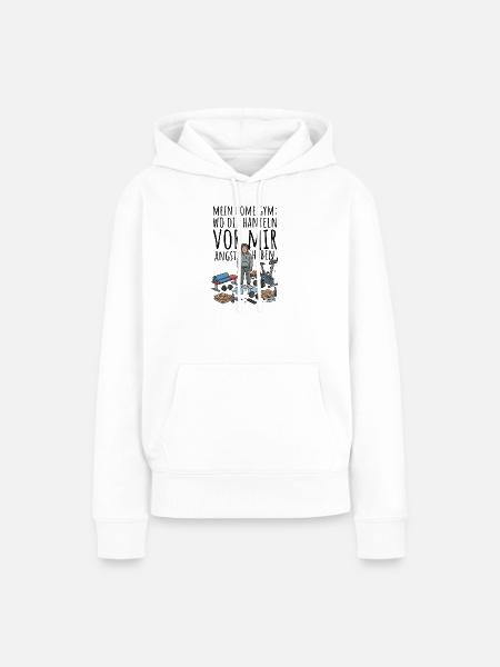 Schwitzendes Fitness-Comic-Design - Frauen Premium Bio Hoodie - Weiß
