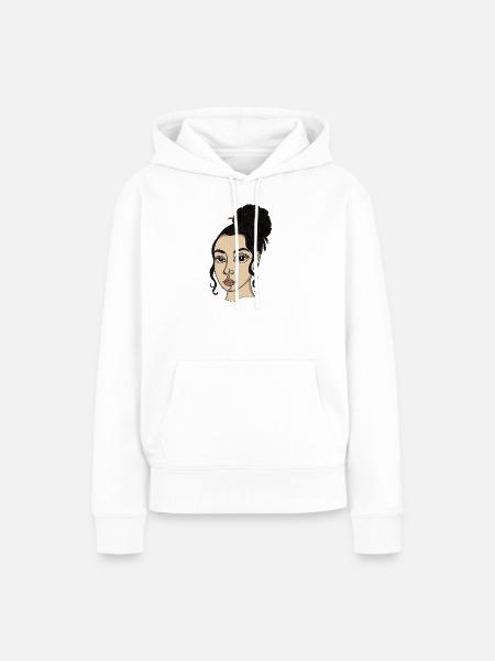 Porträtstil Bun Nasepiercing - Frauen Premium Bio Hoodie - Weiß