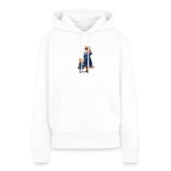 Minettes Story – Ginger Cat Mom & Kitten - Sweat à capuche Premium bio Femme - blanc - Devant - Julia (174cm)