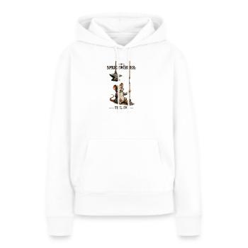 Sprichwort Da beisst die Maus keinen Faden ab - Frauen Premium Bio Hoodie - Weiß - Vorne - Julia (174cm)