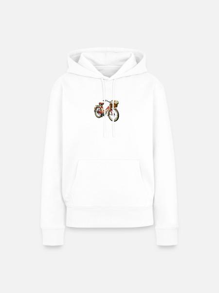 Vintage Fahrrad mit Blumenkorb - Frauen Premium Bio Hoodie - Weiß