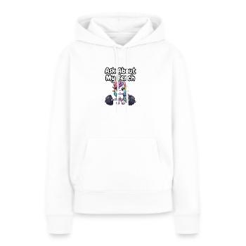 Frag nach meinem Bench Unicorn - Frauen Premium Bio Hoodie - Weiß - Vorne - Julia (174cm)