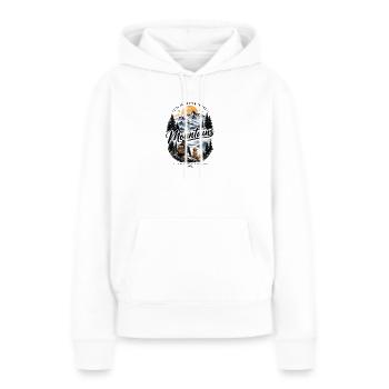 La vie est meilleure à la montagne – Adventur en plein air - Sweat à capuche Premium bio Femme - blanc - Devant - Julia (174cm)
