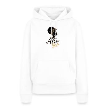 Golden Afro Girl – Schwarze Eleganz - Frauen Premium Bio Hoodie - Weiß - Vorne - Julia (174cm)