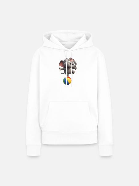 Elefantenpendel auf Ballon - Frauen Premium Bio Hoodie - Weiß