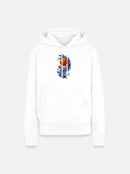 Blau-Gold-Basketball - Frauen Premium Bio Hoodie - Weiß